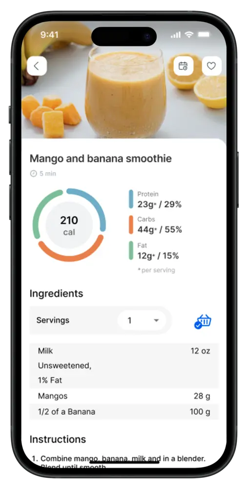 A recipe in the app