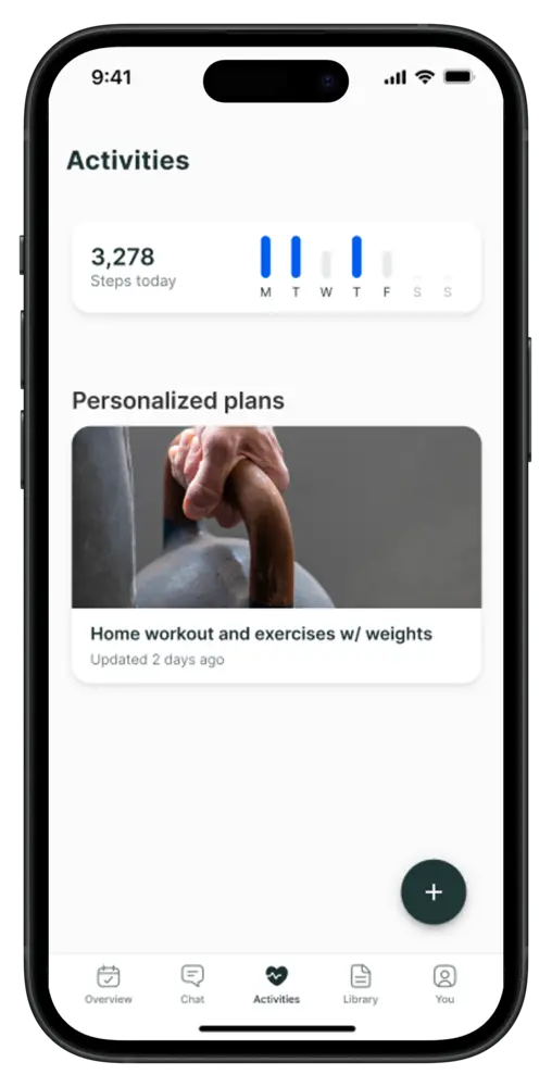 Plans and activities in the app